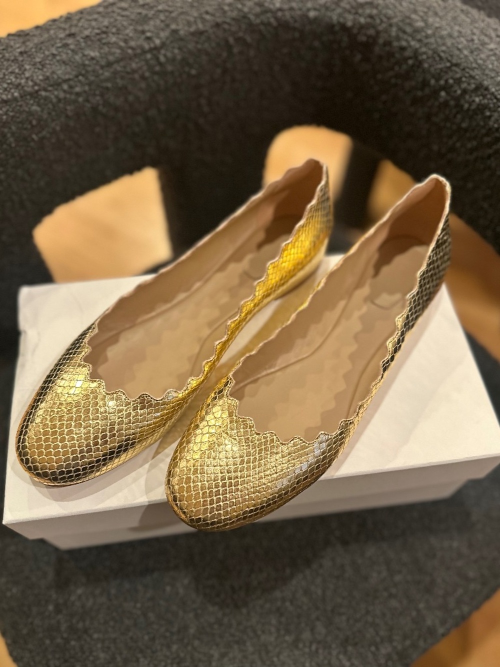 Chloe Lauren Scalloped Ballet Flats - Brand New